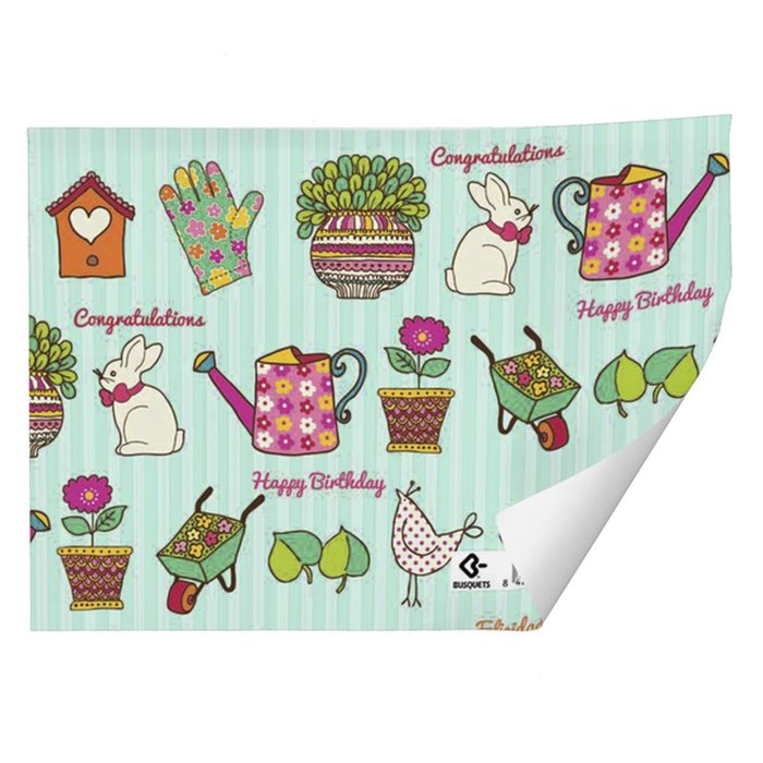 PAPEL REGALO PLIEGOS KRAFT BLANCO JARDIN 70X100CM BUSQUETS | ARGUVAL, S,L | ENVASE 25 UDS. UNIDAD | 8422829665475 Imagen principal del producto