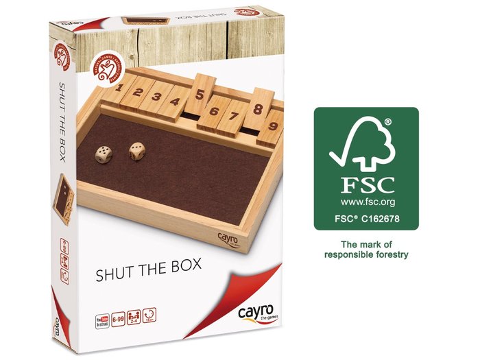 JUEGO DE MESA SHUT THE BOX (MADERA FSC) | JUGUETES CAYRO S,L | 1 UNIDAD | 8422878606214