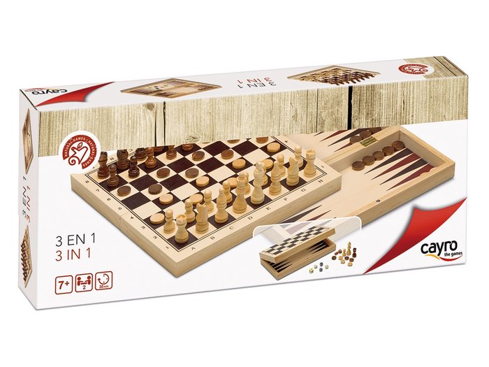 3 EN 1 AJEDREZ-DAMAS-BACKGAMMON | JUGUETES CAYRO S,L | 1 UNIDAD | 8422878606481 Imagen principal del producto