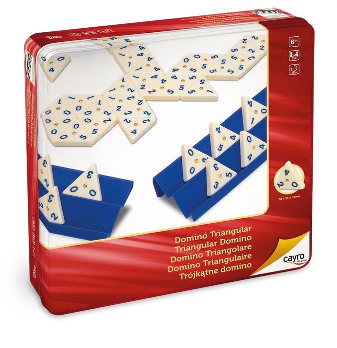 JUEGO DE MESA DOMINO TRIANGULAR METAL BOX | JUGUETES CAYRO S,L | 1 UNIDAD | 8422878707546 Imagen principal del producto