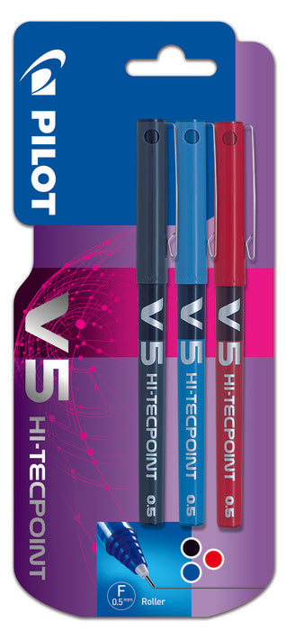Rotulador Pilot V5 Tinta Liquida Blister Negro, Azul Y Rojo | Pilot | Pack 1 Unidades