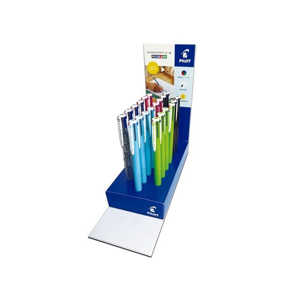 Expositor 20 Bolígrafos Pilot Supergrip G 4 Colores Surtidos