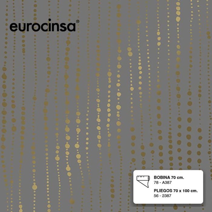 PAPEL REGALO BOBINA 62CM 100M GRIS Y DORADO TODO AÑO | EUROCINSA | 1 UNIDAD | 8422917745911