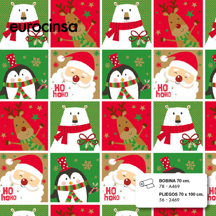PAPEL REGALO BOBINA NAVIDAD 62CM PAPA NOEL Y RENO | EUROCINSA | 1 UNIDAD | 8422917748615
