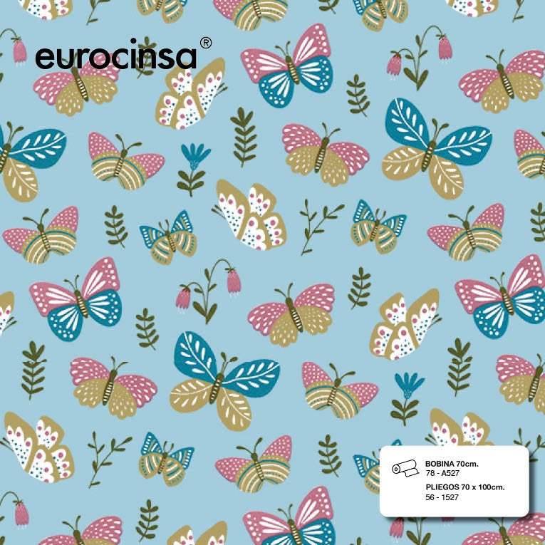 PAPEL REGALO BOBINA 31CM MARIPOSAS TODO AÑO | EUROCINSA | 1 UNIDAD | 8422917751363