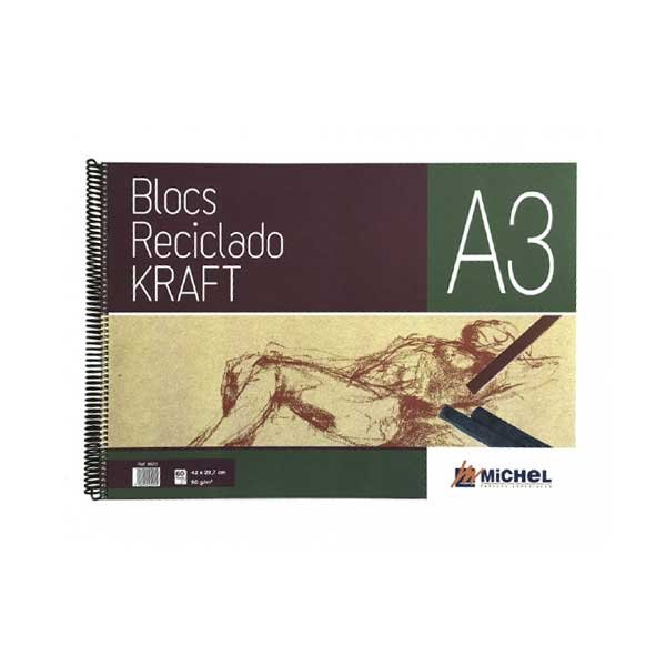 Bloc Espiral Estándar Liso 90g | Michel Papeles Especiales | Cartón | Formato Estándar | Pack 1 Unidades