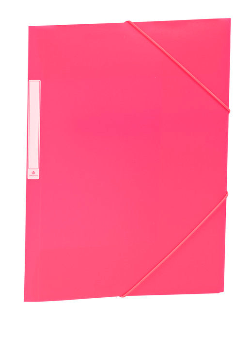 CARPETA SOLAPAS PP FOLIO ETIQUETA GOMA ROSA | 10 UNIDADES | (CARCHIDEA, S,L,)