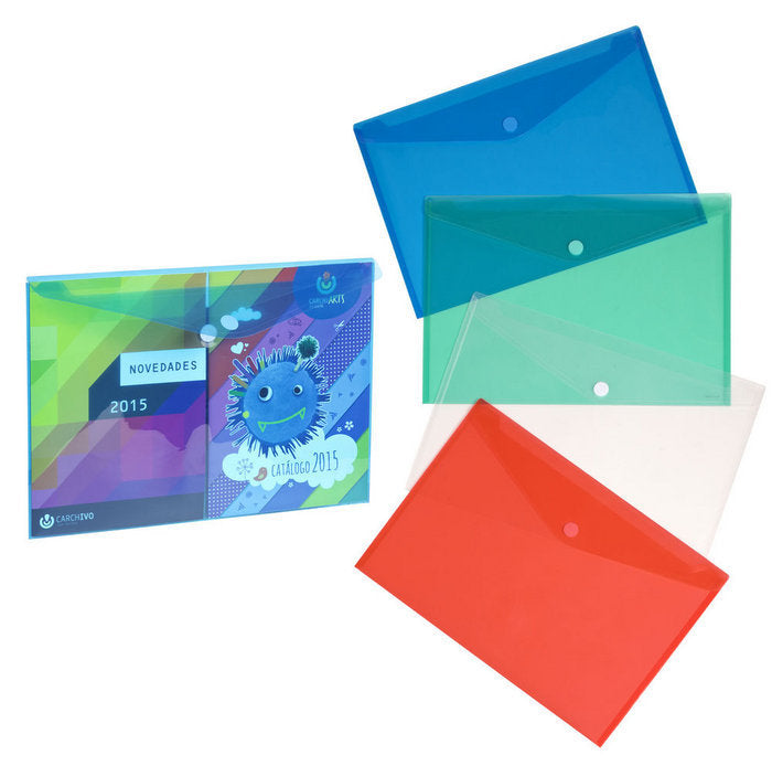 SOBRE POLIPROPILENO DIN A3 SOLAPA CON VELCRO CRISTAL | 10 UNIDADES | (CARCHIDEA, S,L,)