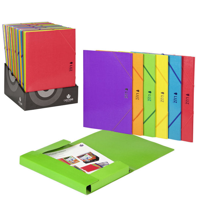 Exp 30 carpeta fº carton gomas y solapas serie luz colores surtidos