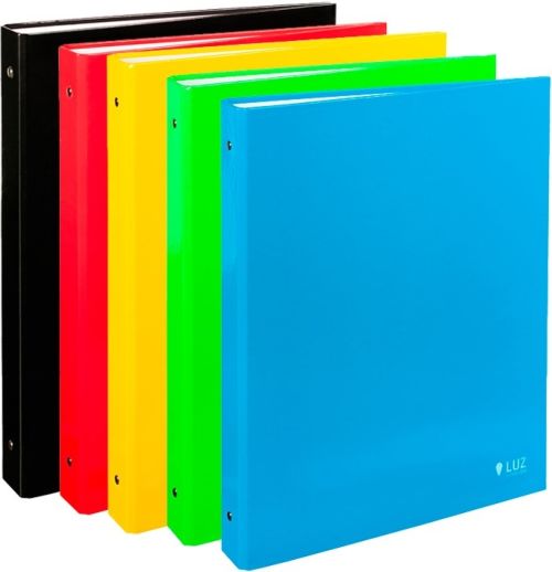 c/8 carpeta a4 4 anillas 40mm carton forrado colores surtidos serie luz