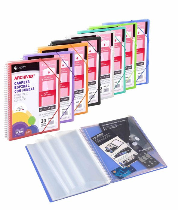 CARPETA ARCHIVEX-STAR ESPIRAL CANGURO 40 FUNDAS ROJO | 1 UNIDADES | (CARCHIDEA, S,L,)