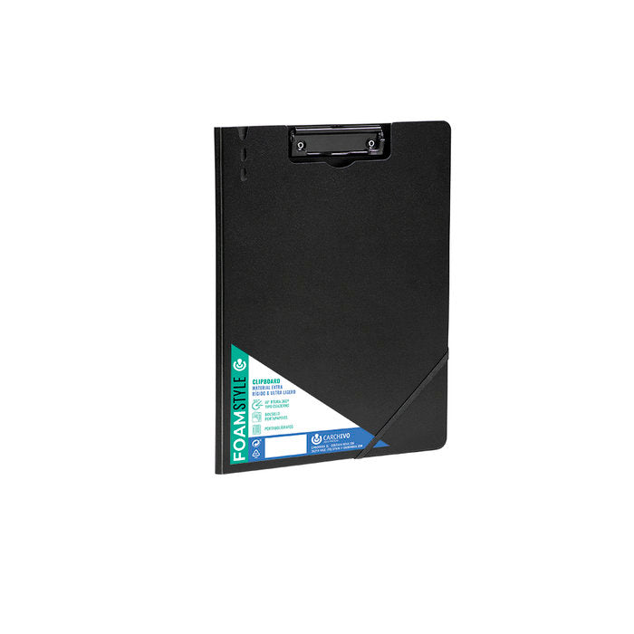 CARPETA CON PINZA A4 PP RIGIDO FOAM STYLE NEGRO | 1 UNIDADES | (CARCHIDEA, S,L,)