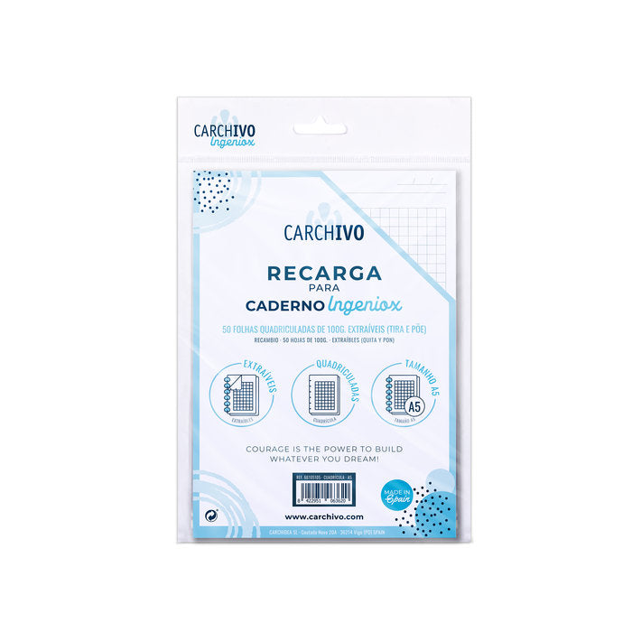 RECAMBIO BLOC INGENIOX A5 50H CUADRO 5X5 | 1 UNIDADES | (CARCHIDEA, S,L,)
