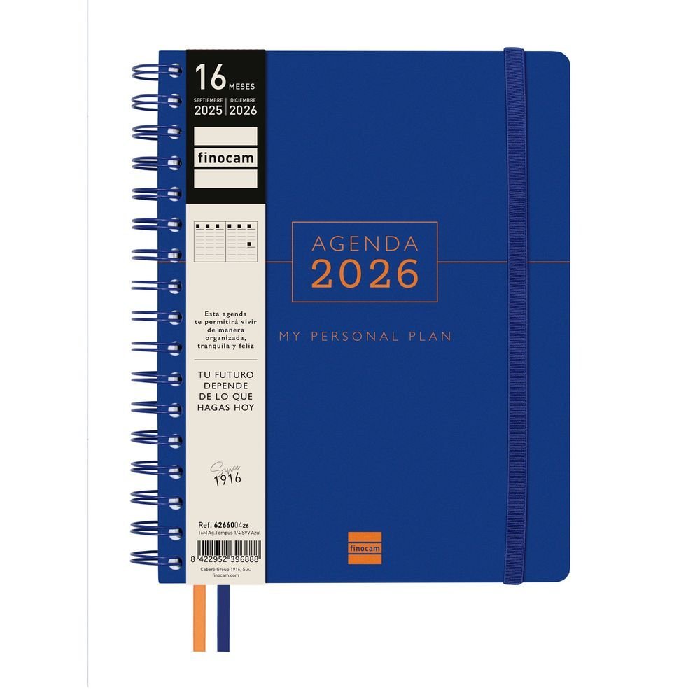 AGENDA ANUAL 16 MESES TEMPUS CUARTO SVV 25-26 AZUL | FINOCAM Imagen principal del producto