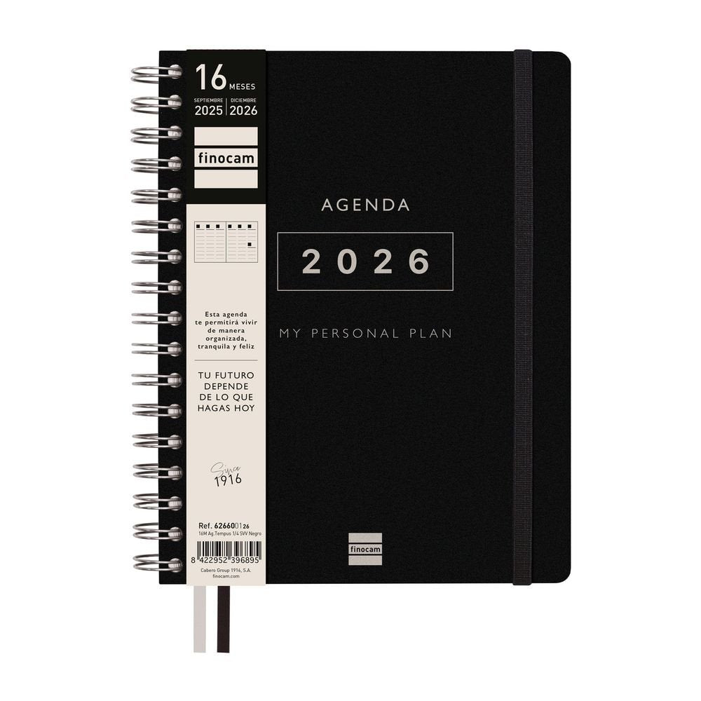 AGENDA ANUAL 16 MESES TEMPUS CUARTO SVV 25-26 NEGRO | FINOCAM Imagen principal del producto