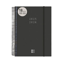 AGENDA ESCOLAR ESPIRAL 18 MESES E10 155X212 2DP 25-26 NEGRO | FINOCAM