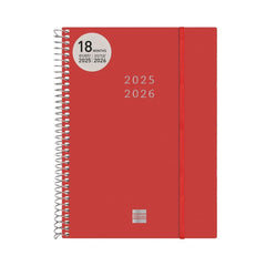AGENDA ESCOLAR ESPIRAL 18 MESES E10 155X212 SVH 25-26 ROJO | FINOCAM