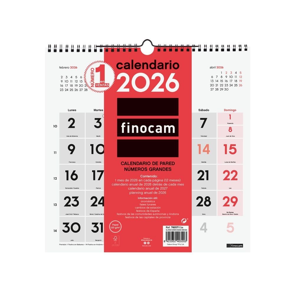 Calendario Pared 2026 Numeros Grandes 30x30 Imagen principal del producto