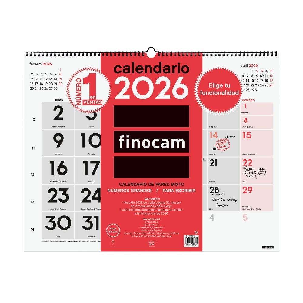 Calendario de Pared 2026 Mixto Xl Imagen principal del producto