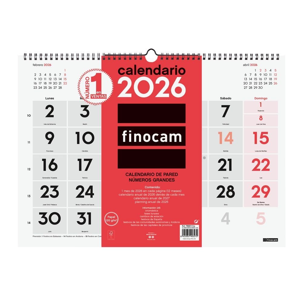 Calendario Pared 2026 Numeros Grandes L Imagen principal del producto