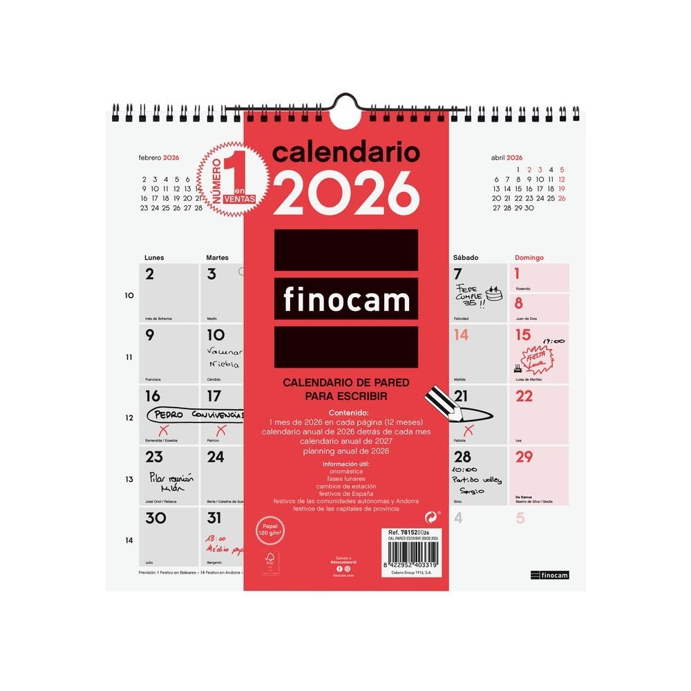 Calendario Pared 2026 Escribir 30x30 Imagen principal del producto