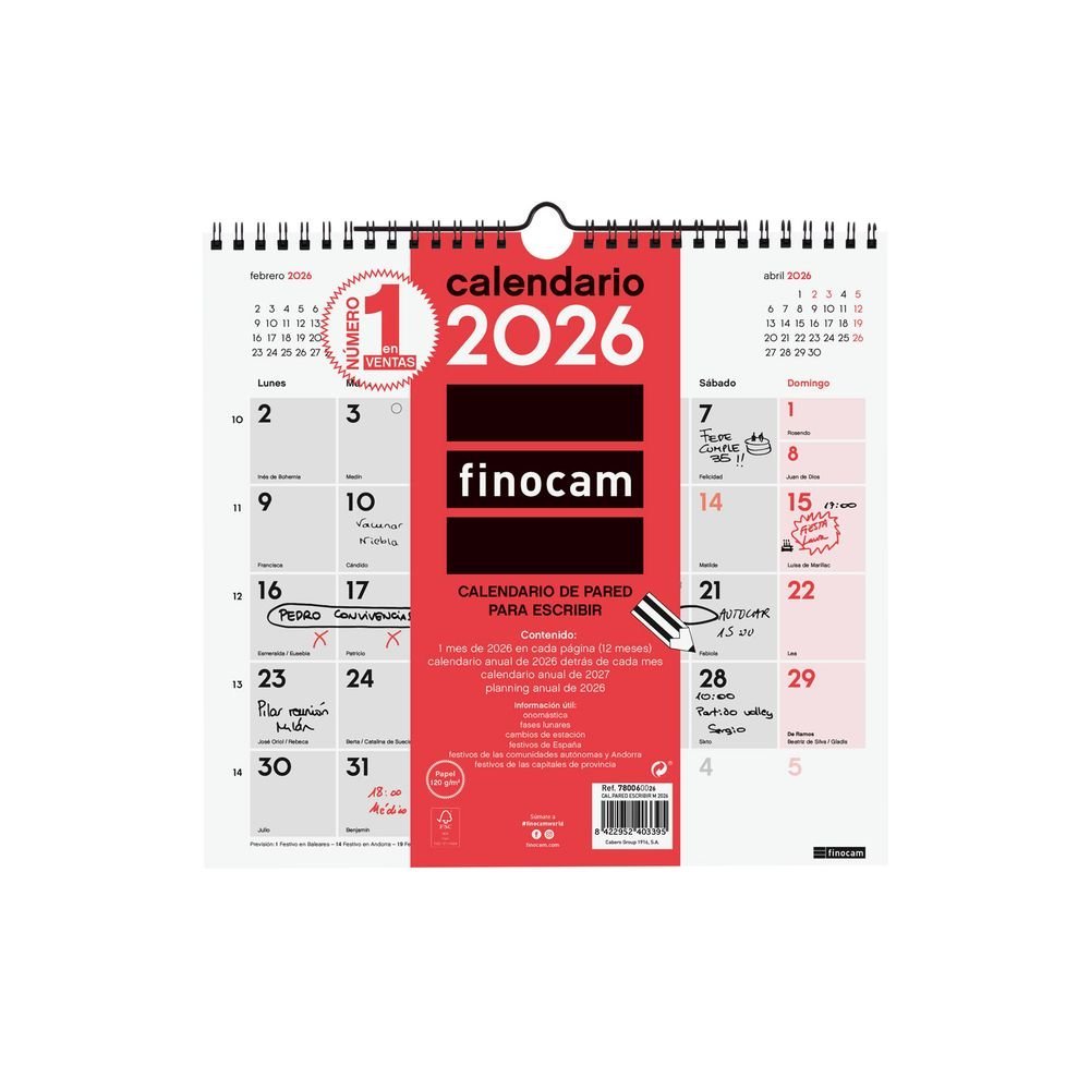 Calendario Pared 2026 Escribir M Imagen principal del producto