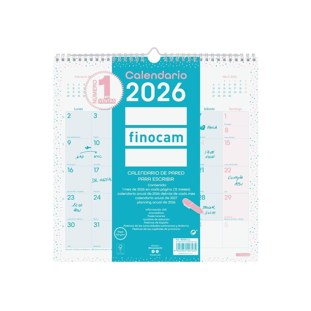Calendario Pared 2026 Chic Es 30x30 Turquesa Imagen principal del producto