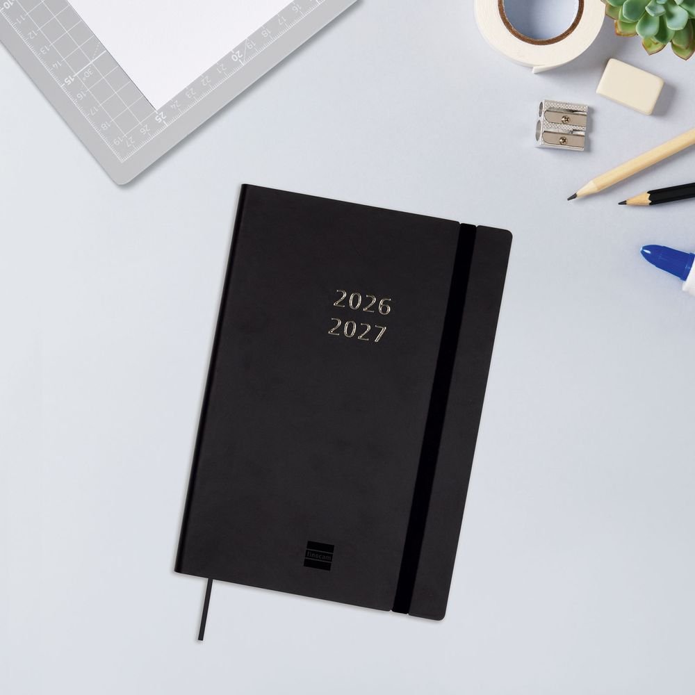 Agenda Anual Finocam 18 Meses Semana Vista Negro