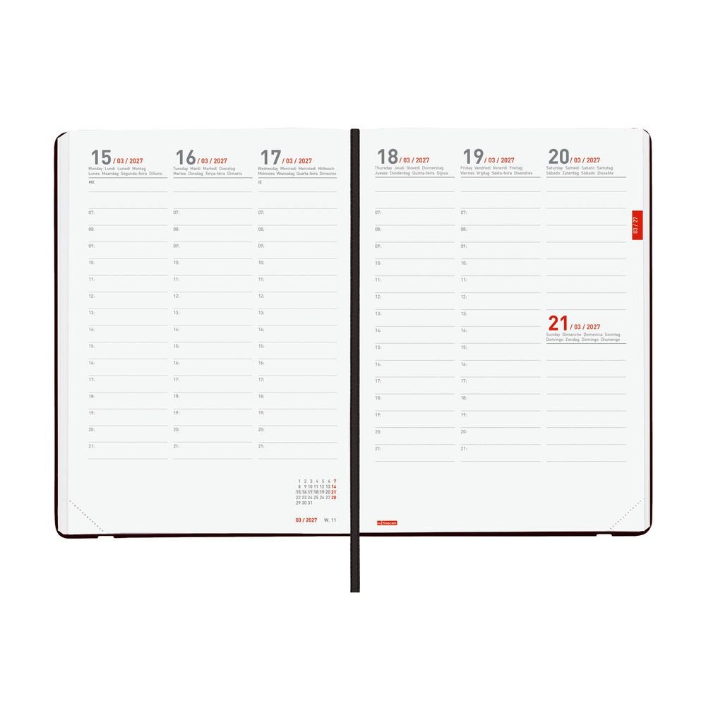 Agenda Anual Finocam 18 Meses Semana Vista Negro