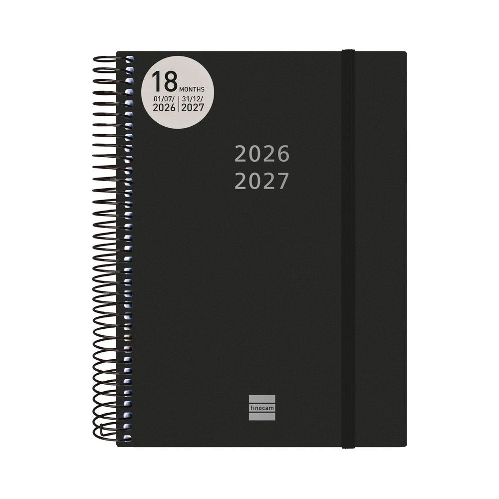Agenda anual espiral 18 meses E10 26-27 negro FINOCAM