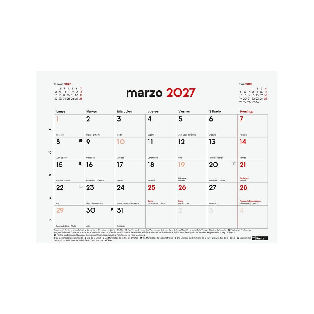 Calendario Anual 16 Meses Bloc Iman 26-27 Finocam