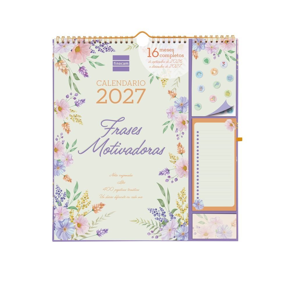 Calendario Anual 16 Meses Plus 26-27 Frases Motivadoras FINOCAM Imagen principal del producto