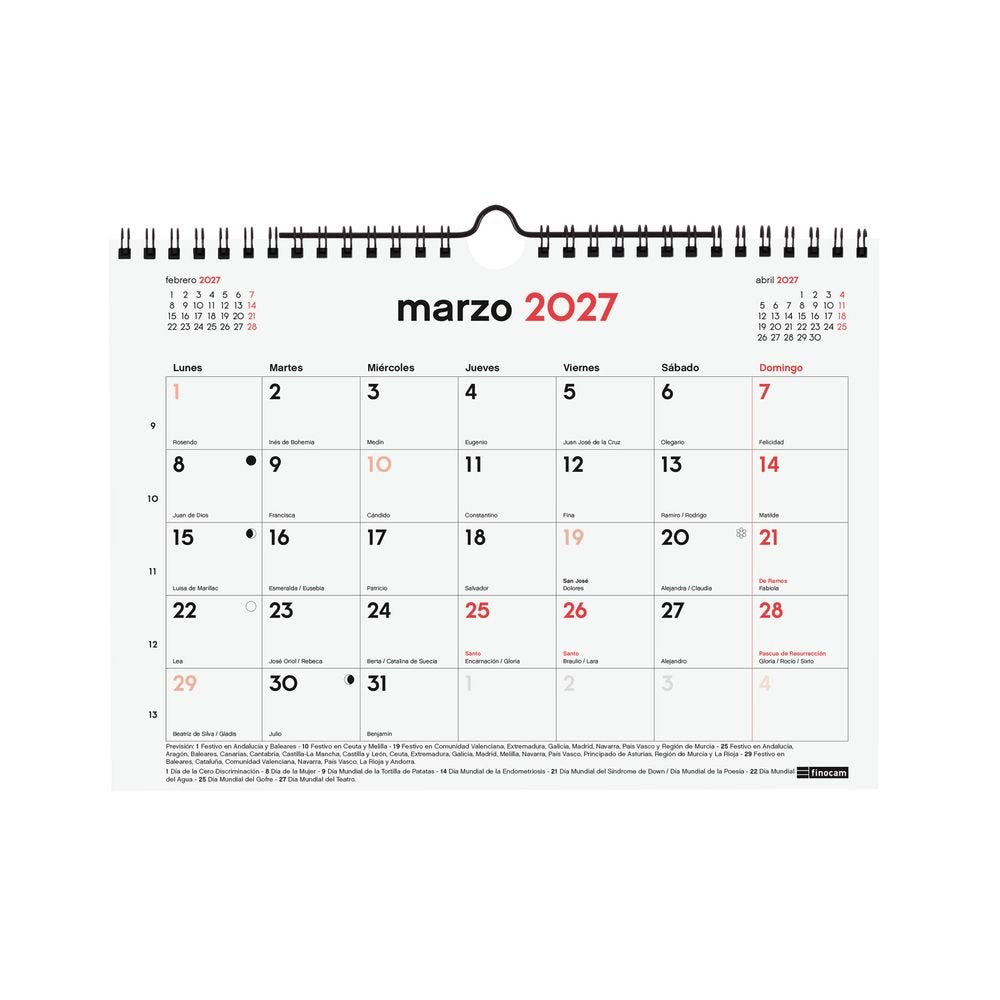 Calendario Anual 16 Meses Pared S 26-27 Finocam Imagen principal del producto
