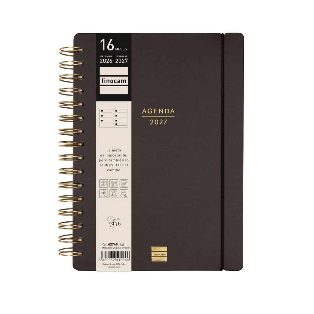 Agenda Anual 16 Meses Haiku E10 Semana Vista Horizontal Negro FINOCAM Imagen principal del producto