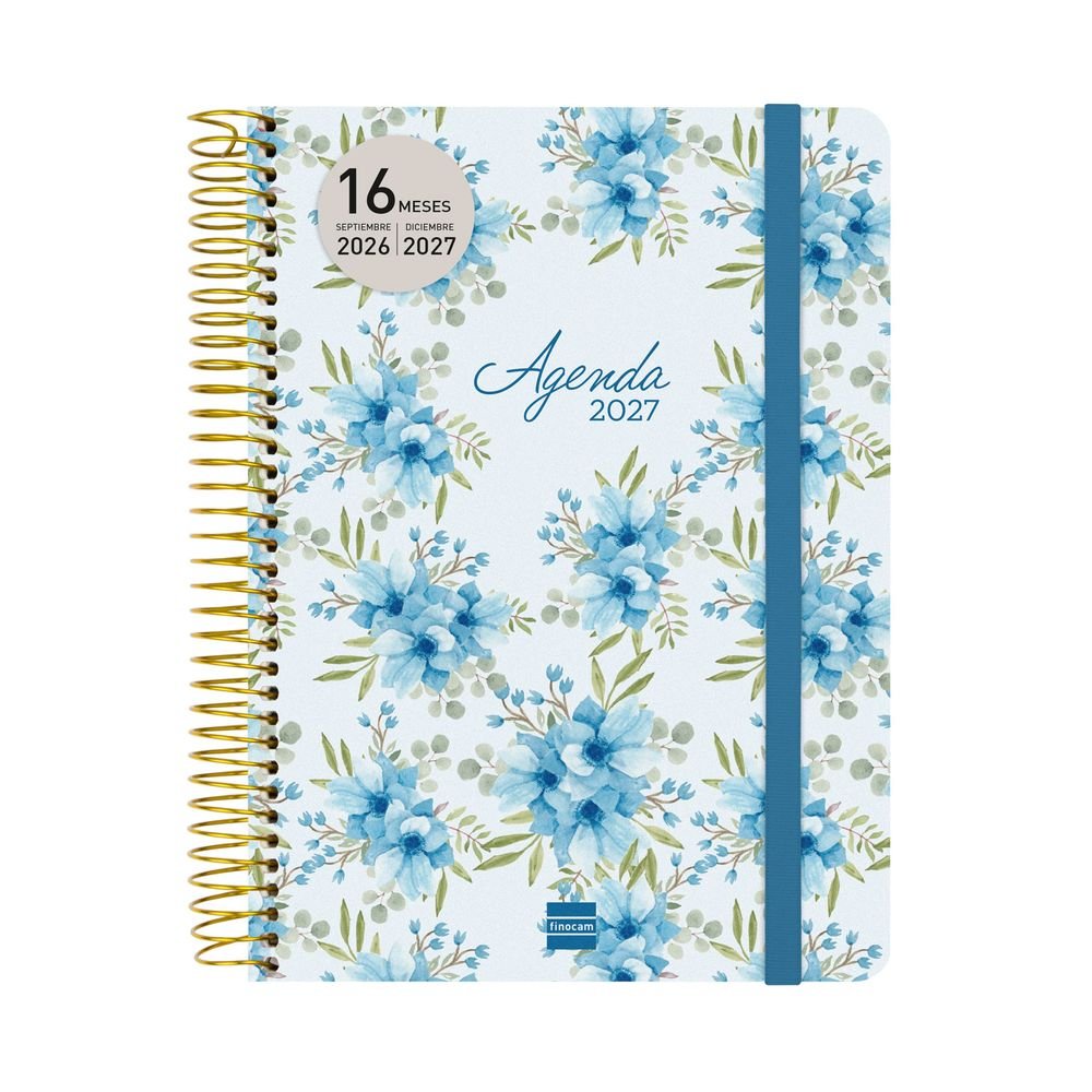 Agenda Anual 16 Meses Cloe E10 Semana Vista Horizontal Azul Finocam Imagen principal del producto
