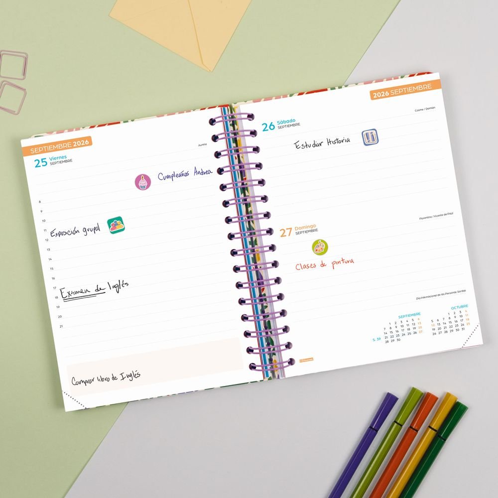 Agenda Escolar Cosmo Cart Cuarto DP 26-27 Garden Finocam