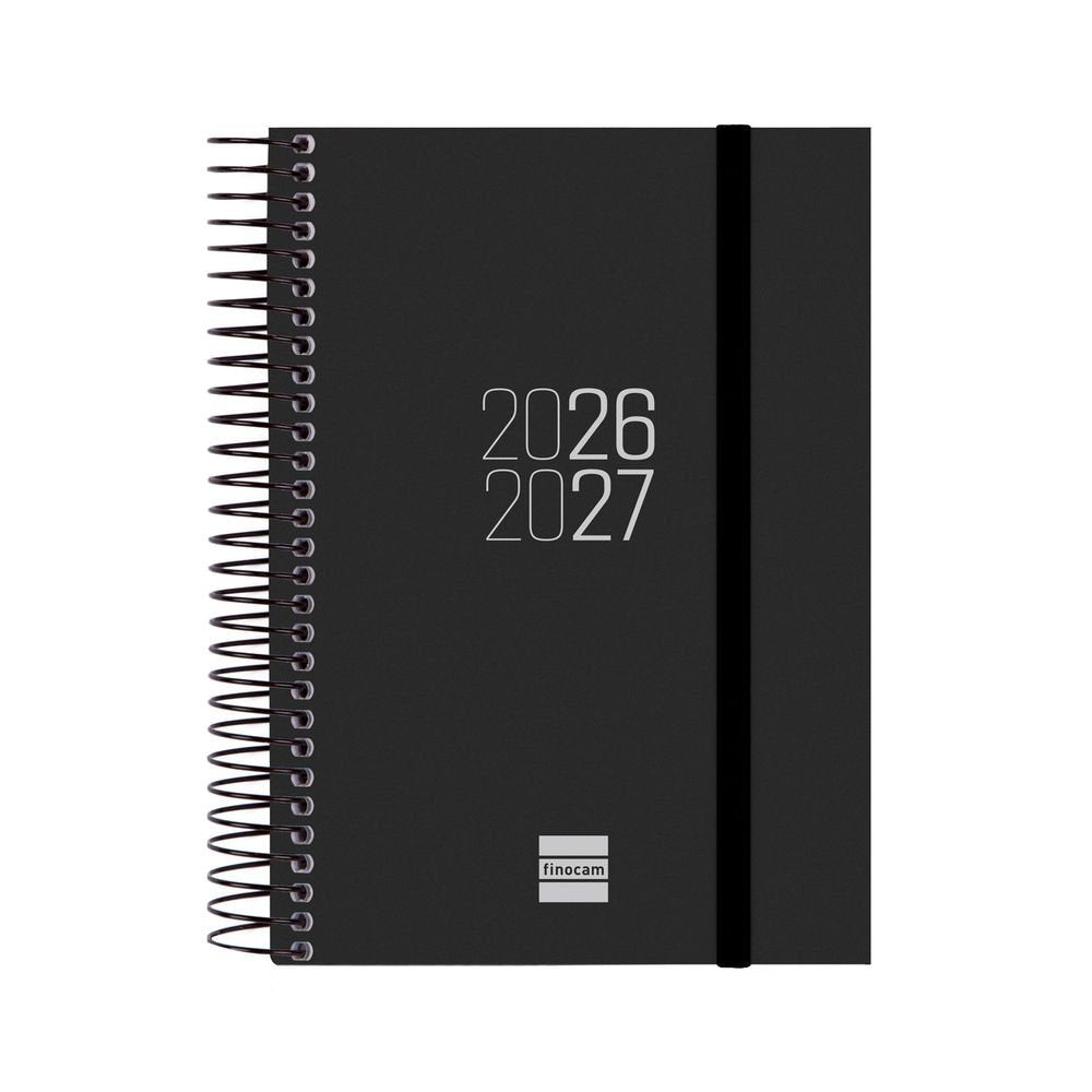 Agenda escolar espiral E8 Dp 26-27 negro Finocam