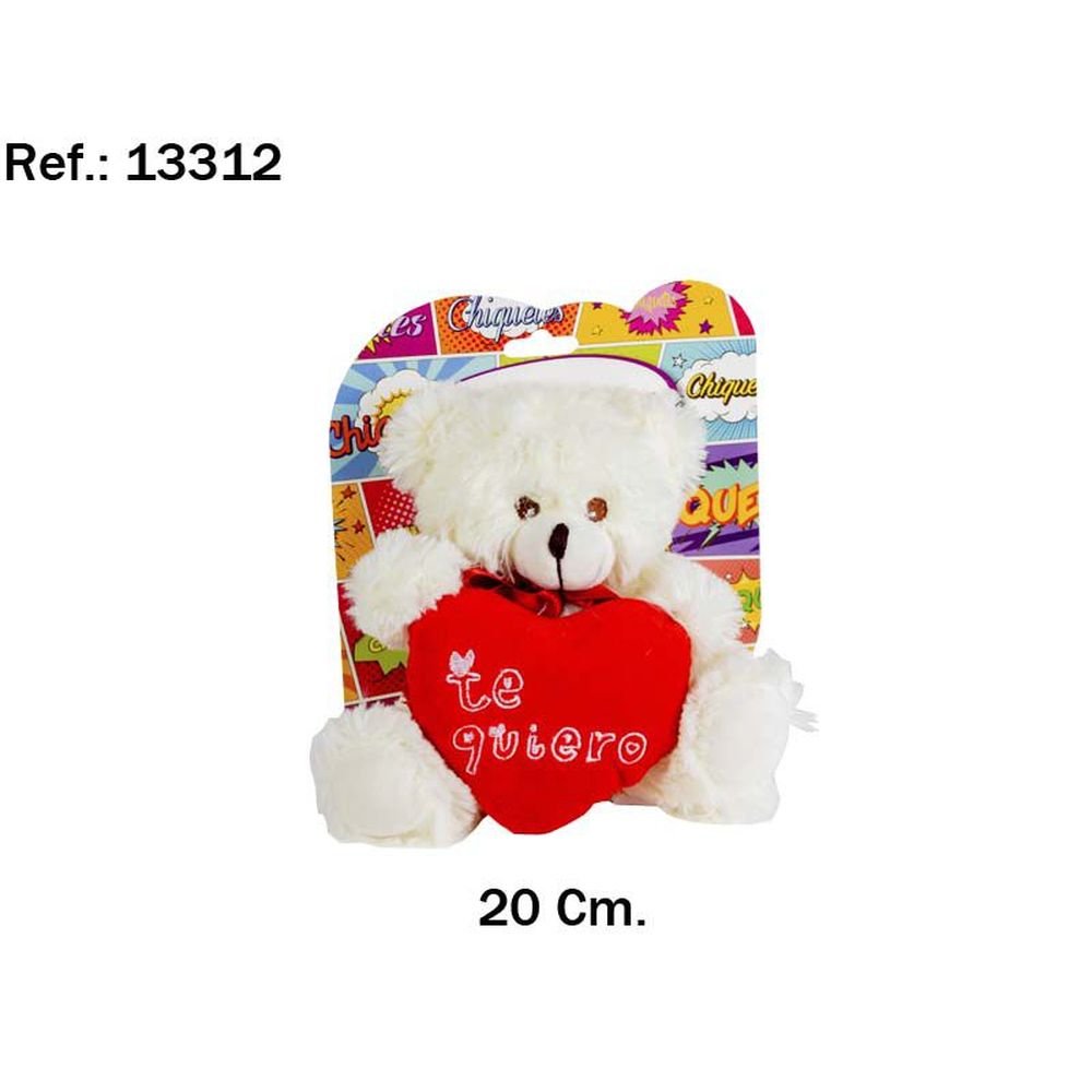 Peluche Osito Lazo y Corazón Te Quiero 20 cm PELUCHES ARTESANIA BEATRIZ Imagen principal del producto