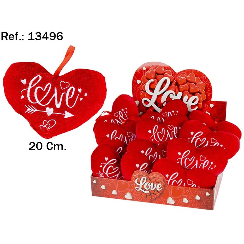 Expositor 12 Peluche Corazón Love Flecha 20 cm PELUCHES ARTESANIA BEATRIZ Imagen principal del producto