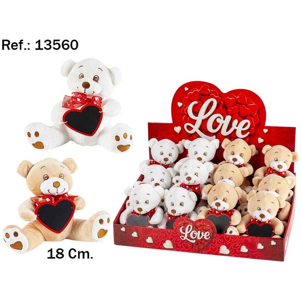 Expositor 12 Peluche Osito Pizarra Corazón Beatriz Imagen principal del producto