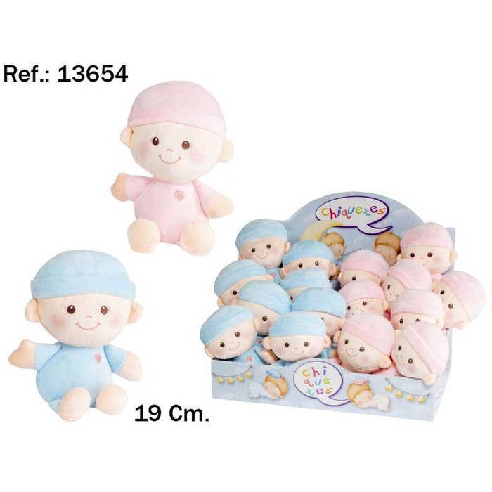 EXPOSITOR 16 BEBES 2 COLORES 19CM | PELUCHES ARTESANIA BEATRIZ | ENVASE 16 UDS. UNIDAD | 8423143136542 Imagen principal del producto