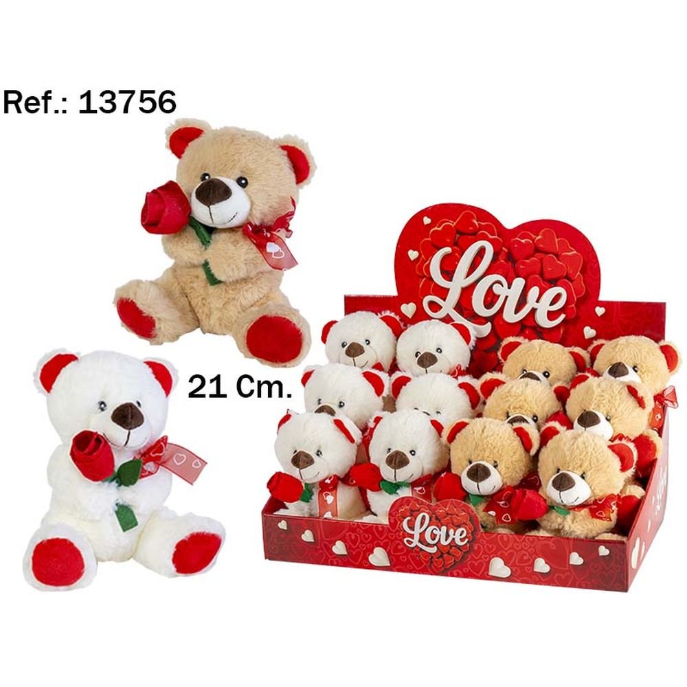 Peluche Osito Flor 2 Colores 21 cm PELUCHES ARTESANIA BEATRIZ Imagen principal del producto