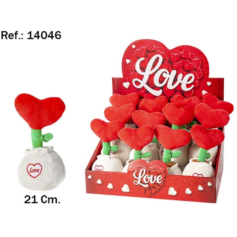 Expositor 12 Peluche Maceta Corazon Love PELUCHES ARTESANIA BEATRIZ Imagen principal del producto