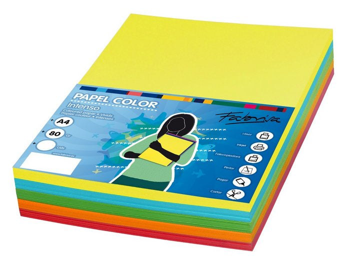 Papel A4 80 g 500 Hojas Colores Fuertes Surtidos Fabrisa Imagen principal del producto