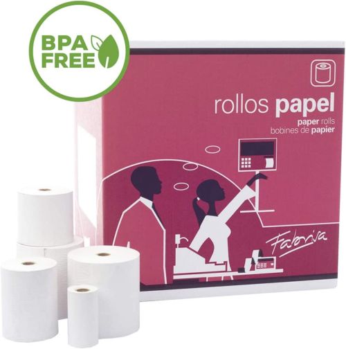 Pack 10 Rollos Papel Termico sin Bpa 57x35x12mm Fabrisa
