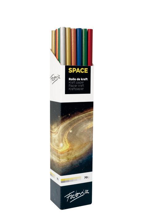 Expositor 30 Rollo Papel Kraft Colores Metalizados Space FABRISA