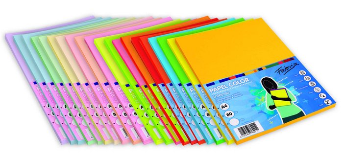 Papel A4 80 g 100H 5 Colores Fuertes Surtidos Fabrisa