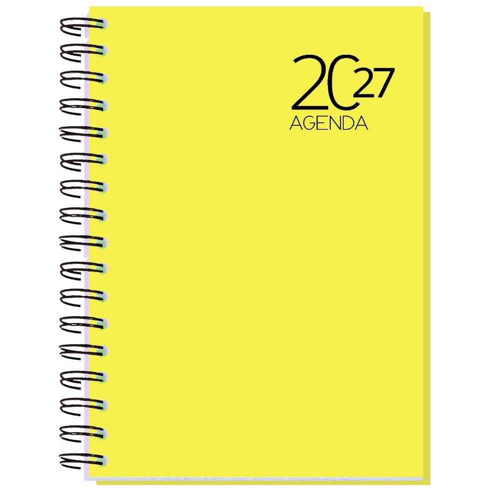 Agenda anual 2027 Dueñas día página Myrga amarillo