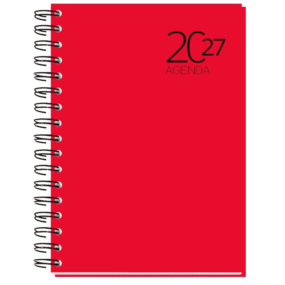 Agenda Anual 2027 Dueñas D16 Día Página Rojo