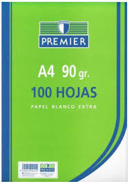 RECAMBIO LISO PREMIER A4 100 HOJAS PAPEL 90GR 4 TALADROS | 1 UNIDADES | (MANIPULADOS ZORRILLA)